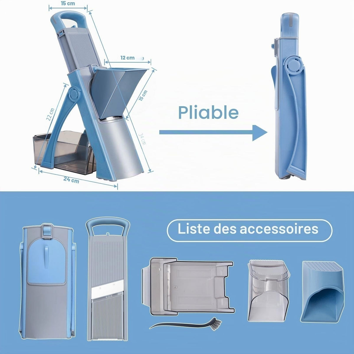 Mandoline Pliable Multifonction — Coupez, Tranchez, Râpez en un Geste